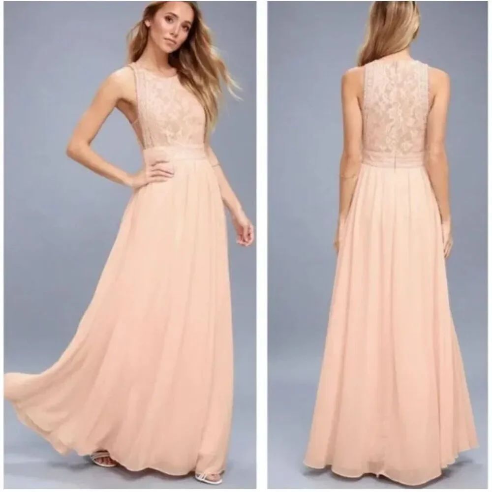 Lulus NWT forever and always lace top maxi dress XL